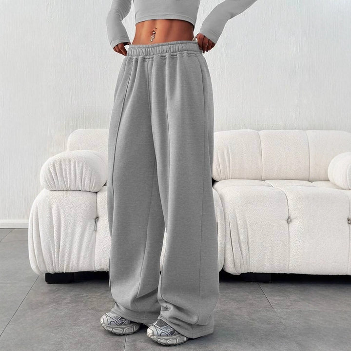 Damen nan enges Cropshirt und weite High-Waist Jogginghosen-Set Drune