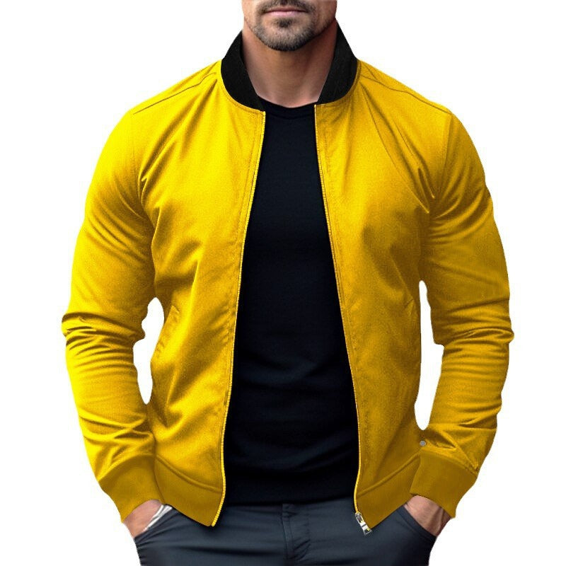 Herren nan legerer Baumwoll-Blouson mit kontrastkragen sichtbarem Metallreißverschluss und seitlichen Eingrifftaschen Drune