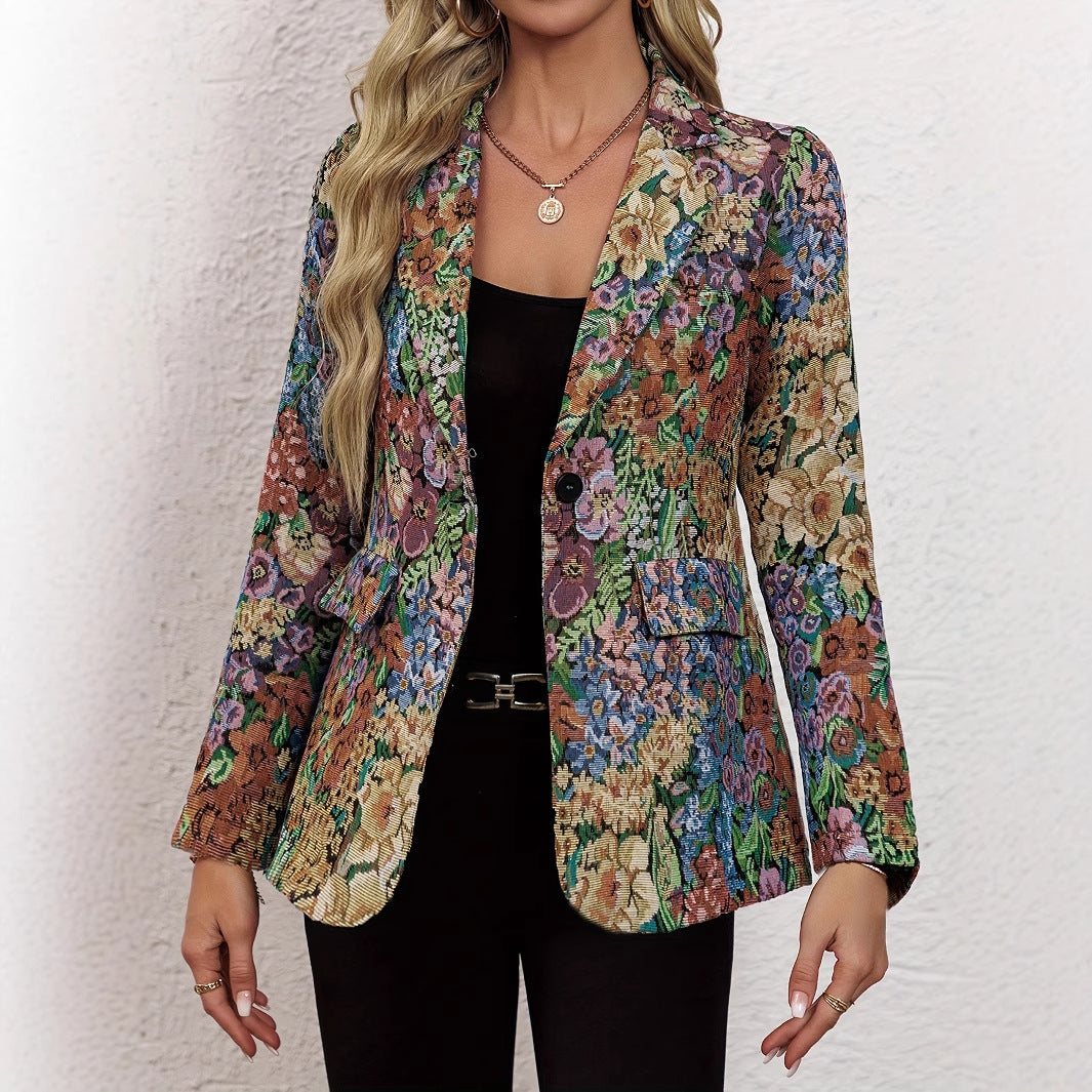 Damen Blazerjacke mit floralem Muster und eleganten Details Drune