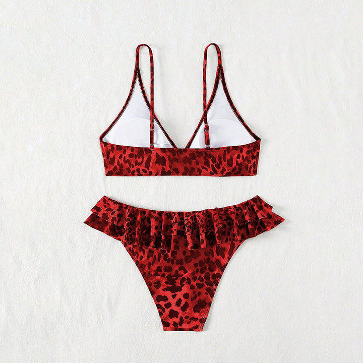 Damen Triangel-Bikini-Set mit Rüschendetails und Schmuckring Drune