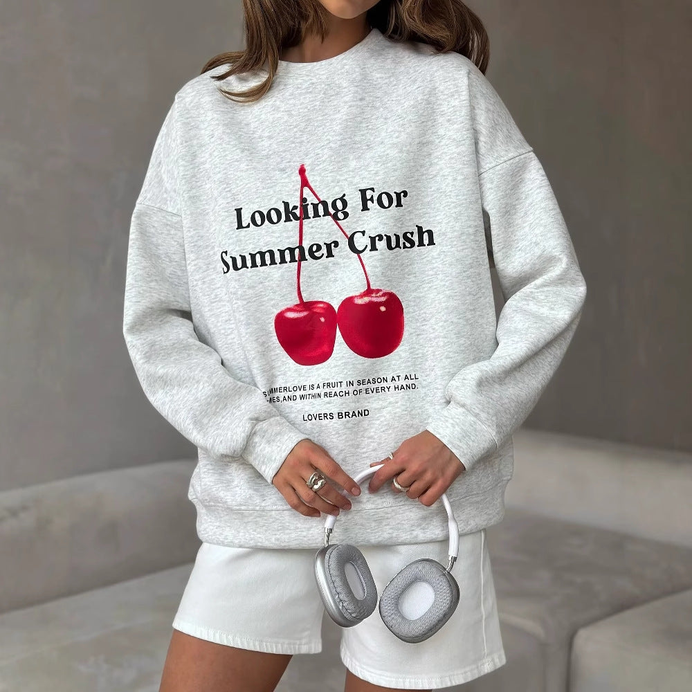 Damen lässiger Sweatshirt mit überschnittenen Schultern und weichem Innenfutter Drune