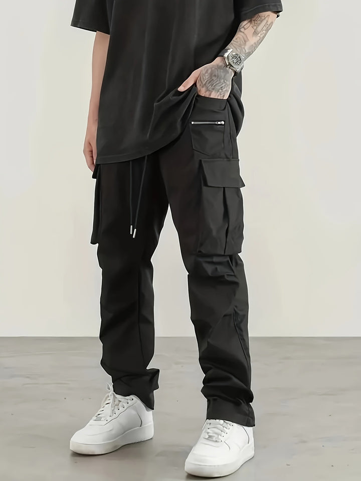 Herren moderne Cargo-Hose mit multifunktionalen Taschen und elastischem Bund Drune
