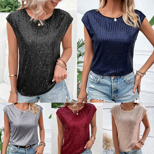 Damen Glitzerndes Oberteil mit lässigem Schnitt Drune