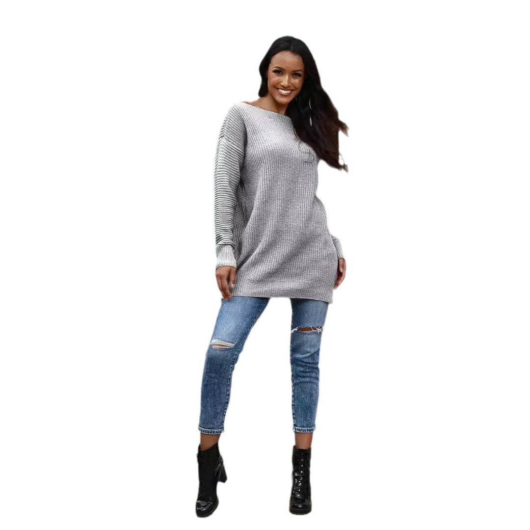 Damen Strickpullover mit weitem Schnitt und strukturierter Oberfläche Drune