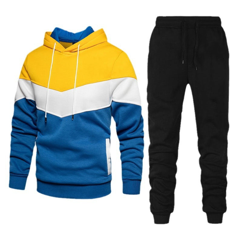 Herren nan zweifarbiges Hoodie-Joggingset mit Kängurutasche, tapered Jogginghose und doppellagiger Kapuze Drune