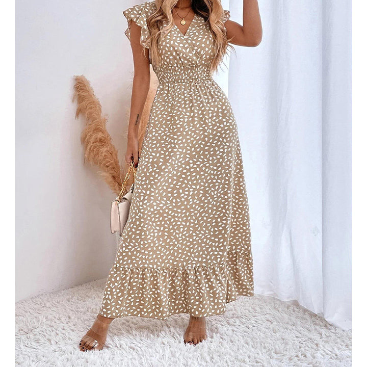 Damen Maxikleid mit lässigen Volantärmeln und elegantem Rüschenabschluss Drune