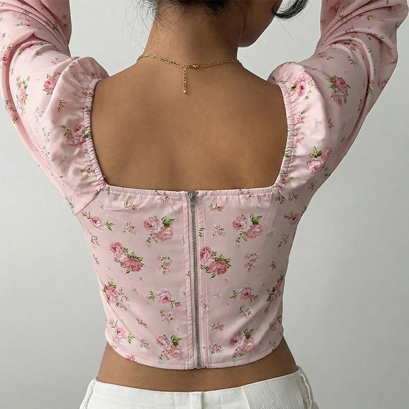 Damen Bluse mit romantischem Blumenmuster Drune