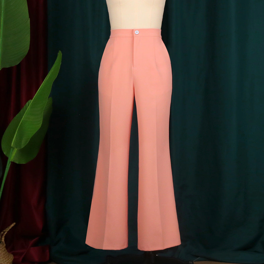 Damen Elegante Weit ausgestellte Hose mit Hohem Bund Drune