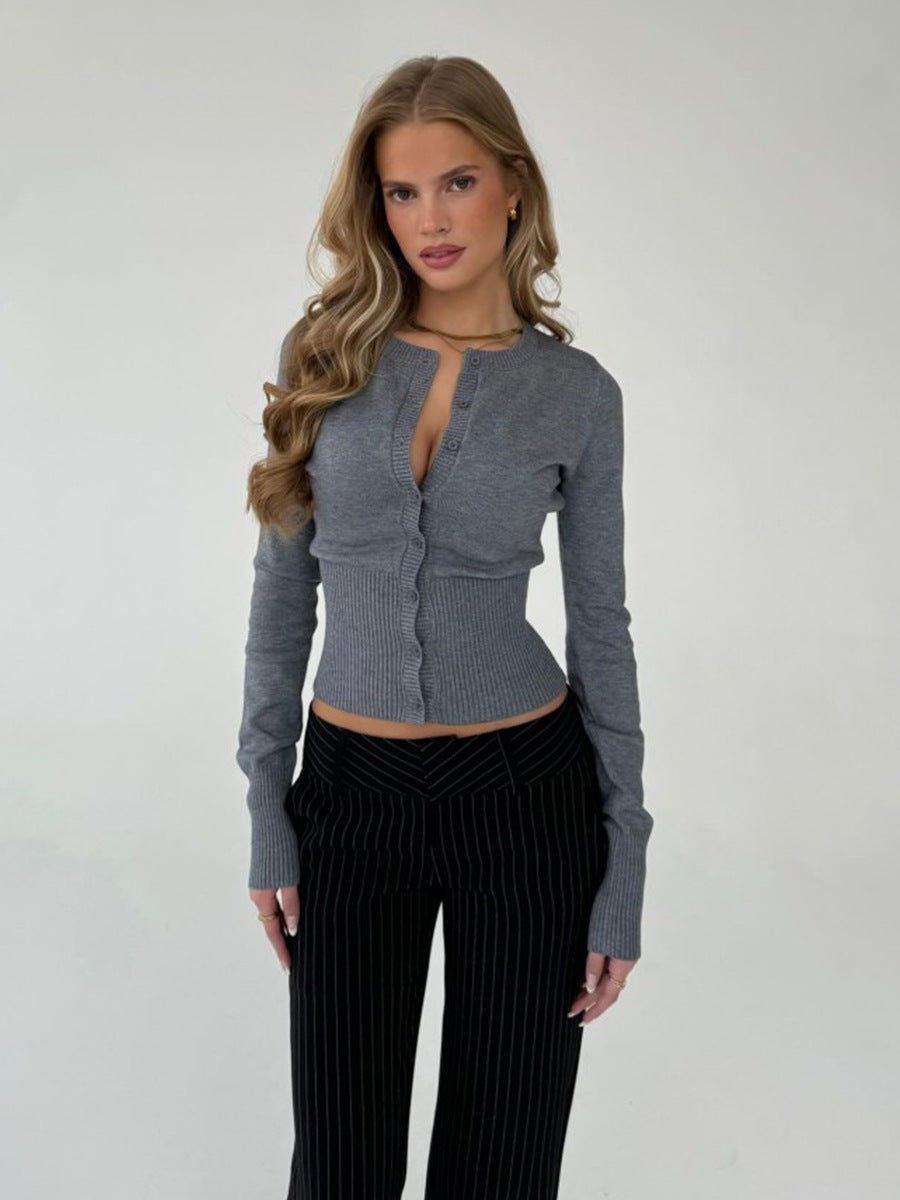Damen taillierte Strickjacke mit Knopfleiste und enganliegendem Schnitt Drune