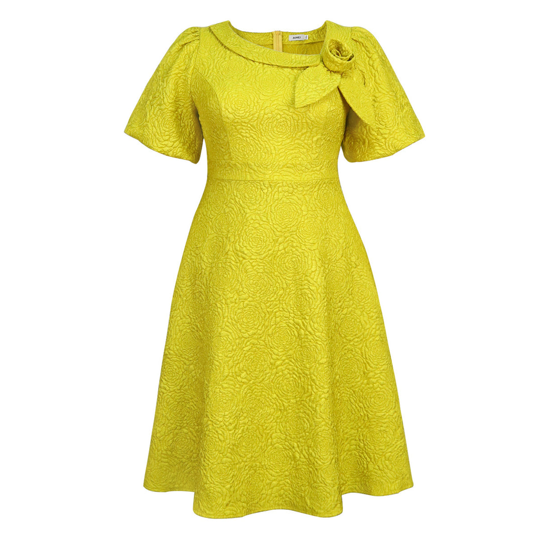 Damen Kleid mit elegantem Blumendruck und dekorativer Schleifenverzierung Drune