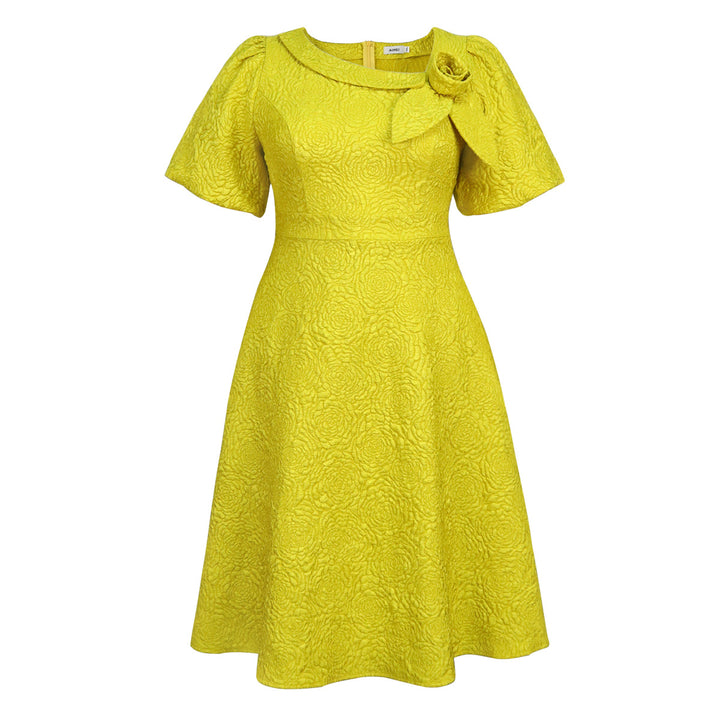 Damen Kleid mit elegantem Blumendruck und dekorativer Schleifenverzierung Drune