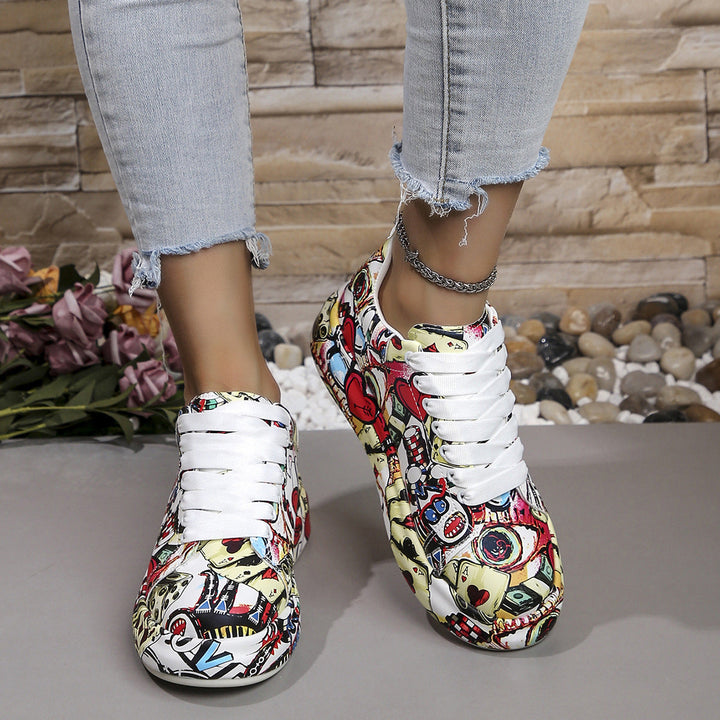 Damen modische High-Top Sneakers mit buntem Grafikdesign Drune