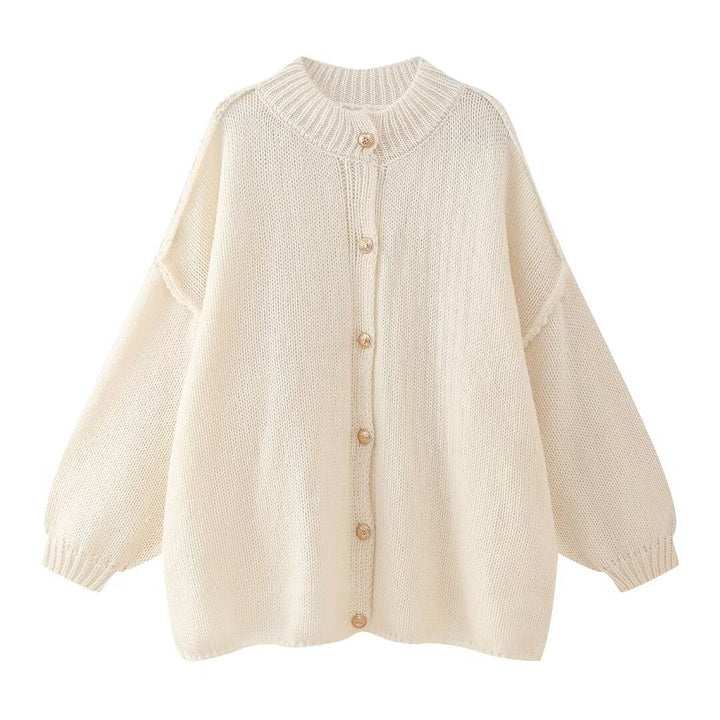 Damen lässige Strickjacke mit Knopfverschluss und oversized Passform Drune