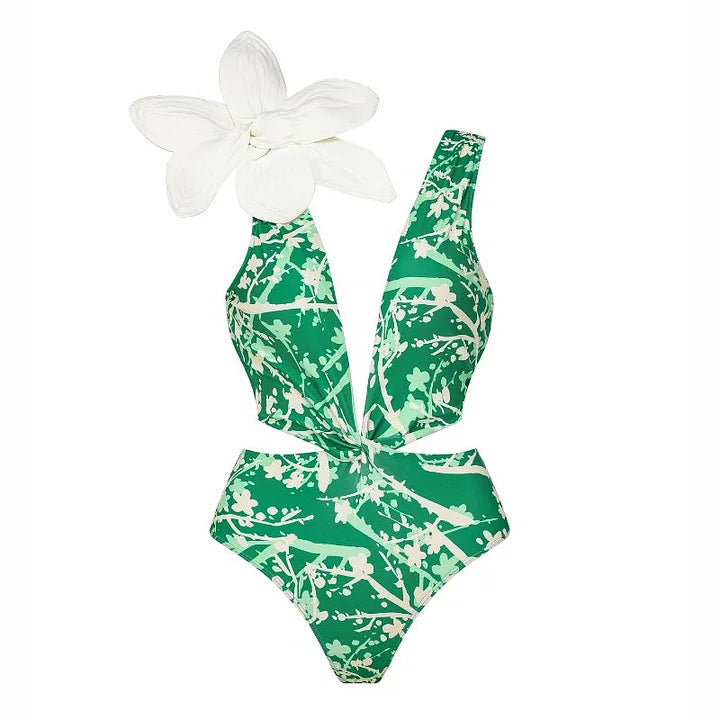 Damen Bikiniset mit besonderem Blumendekor und langem Wickelrock Drune