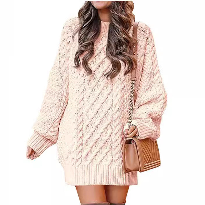 Damen Großer Strickpullover mit Zopfmuster und lässigem Schnitt Drune
