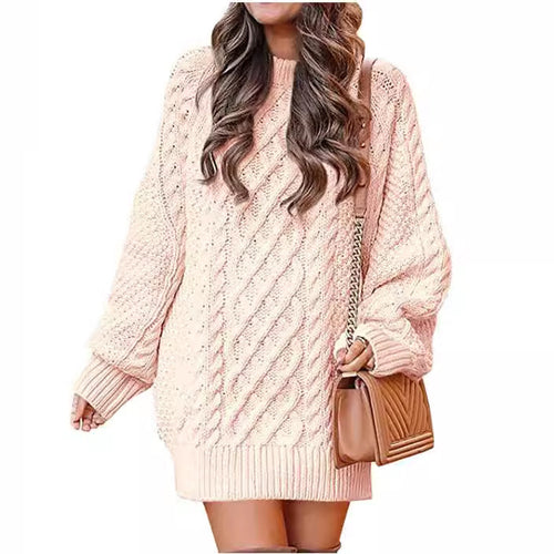 Damen Großer Strickpullover mit Zopfmuster und lässigem Schnitt Drune