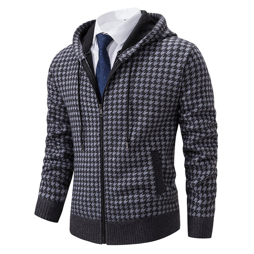 Herren elegante und bequeme Strickjacke mit Kapuze Drune
