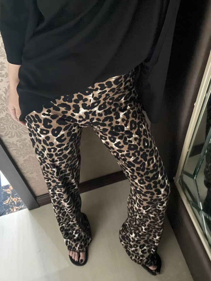 Damen Stylische Leoprint-Hosen im lässigen Schnitt Drune