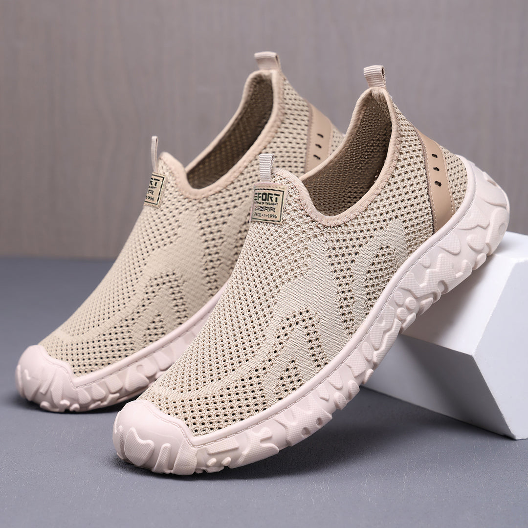 Unisex nan leichter atmungsaktiver Slip-On Strick-Walking-Schuh mit flexibler Profilsohle Drune