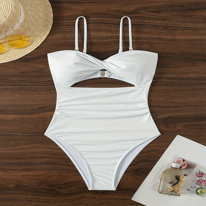 Damen Einteiler Badeanzug mit modischem Cut-Out und eleganten Trägern Drune