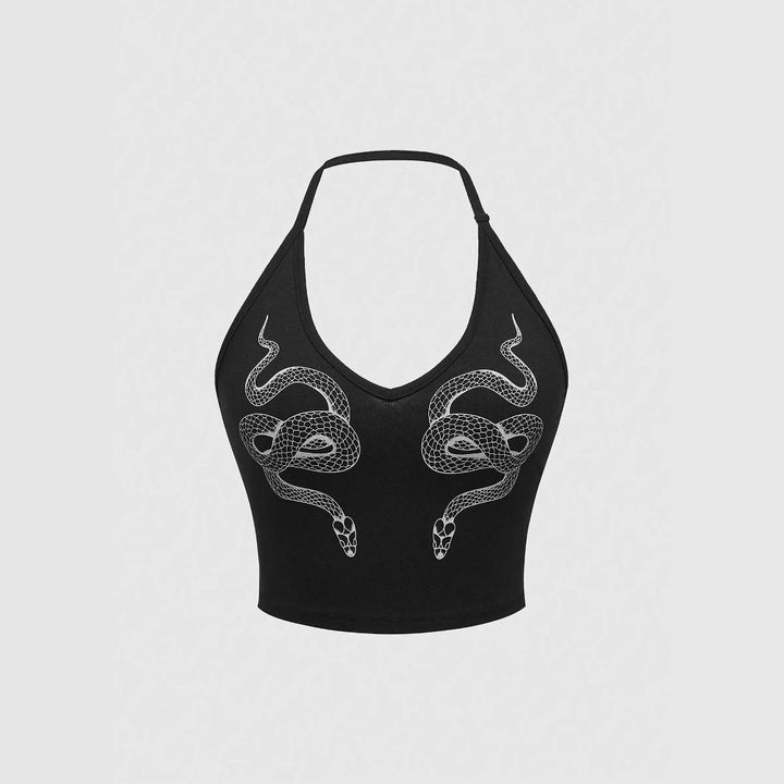 Damen Crop Top mit Schlangendesign Drune