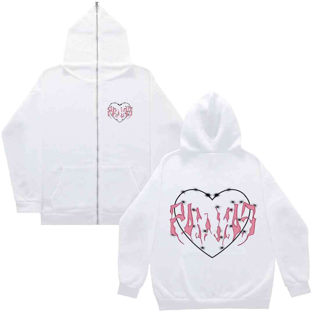 Damen Kapuzenjacke mit einzigartigem Herzdesign und durchgehendem Reißverschluss Drune