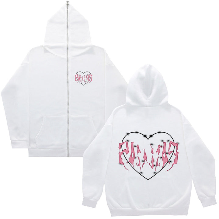 Damen Kapuzenjacke mit einzigartigem Herzdesign und durchgehendem Reißverschluss Drune
