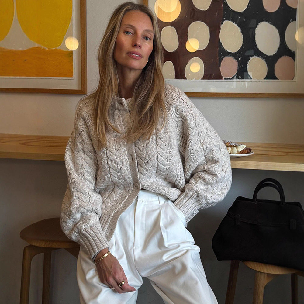 Damen Grobstrickjacke mit dicker Zopfmusterstruktur Drune