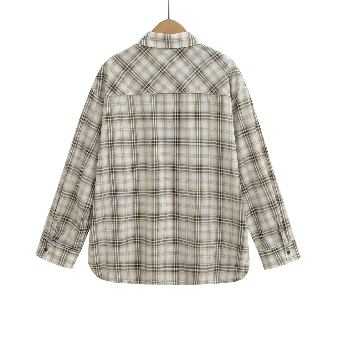 Damen lässige Karoshirt mit oversized Schnitt und praktischer Brusttasche Drune