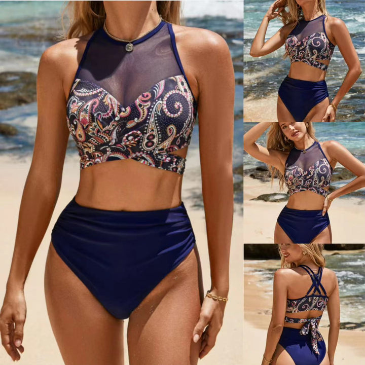 Damen Bikini-Set mit hoch geschnittenem Slip und Netzdetails Drune