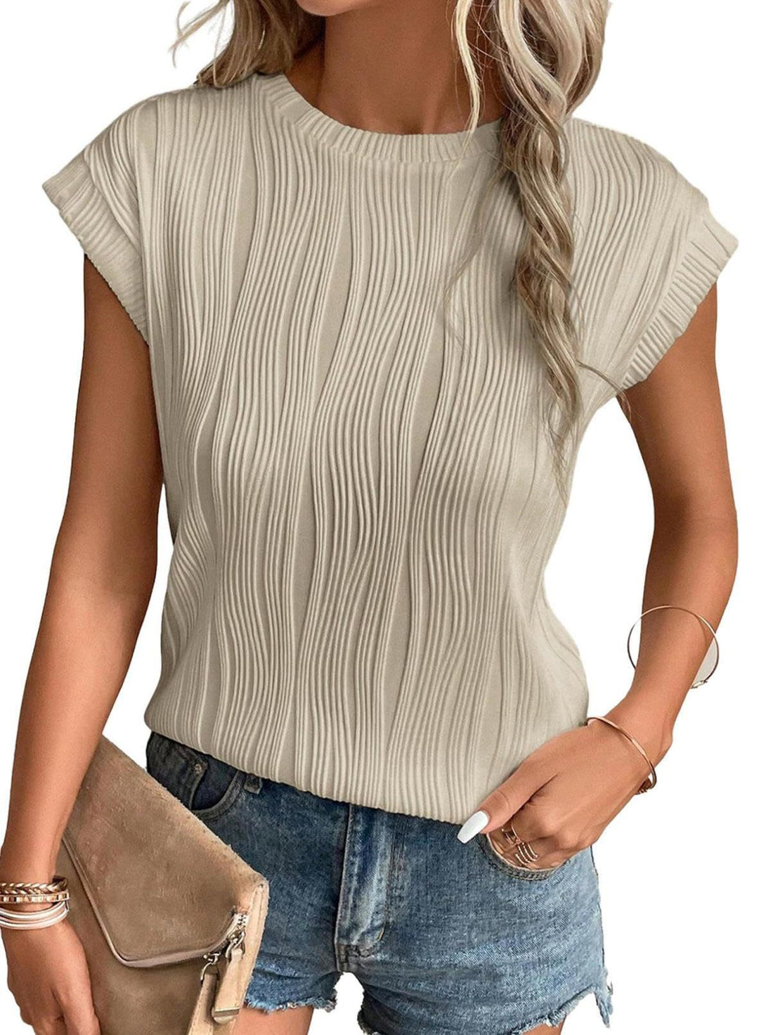 Drune | Einfarbiges Rundhalsausschnitt Loose Kurzarm T-Shirt Top