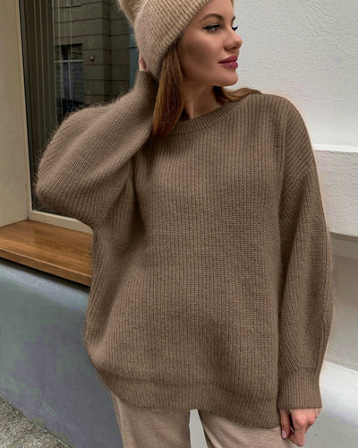 Damen oversized Strickpullover mit lockerem Schnitt und feiner Textur Drune