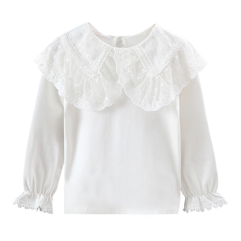 Mädchen Bluse mit elegantem Spitzenkragen und Rüschendetails Drune