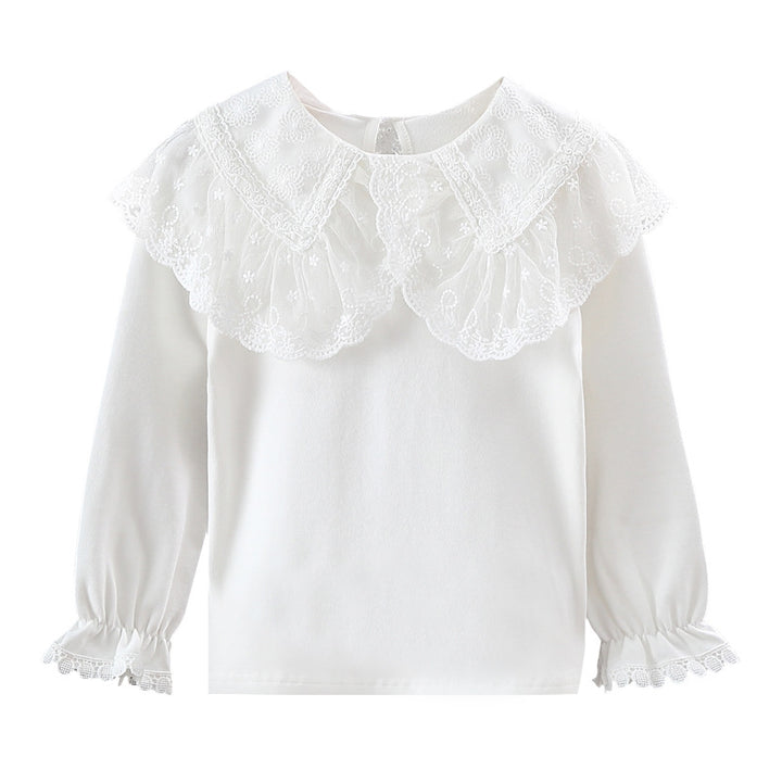 Mädchen Bluse mit elegantem Spitzenkragen und Rüschendetails Drune