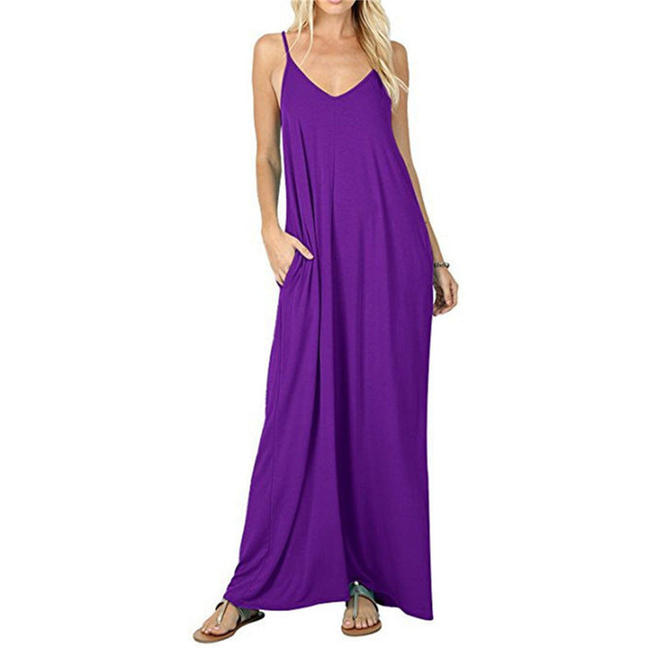 Damen Maxikleid mit spaghettiträgern und praktischen seitlichen Taschen Drune