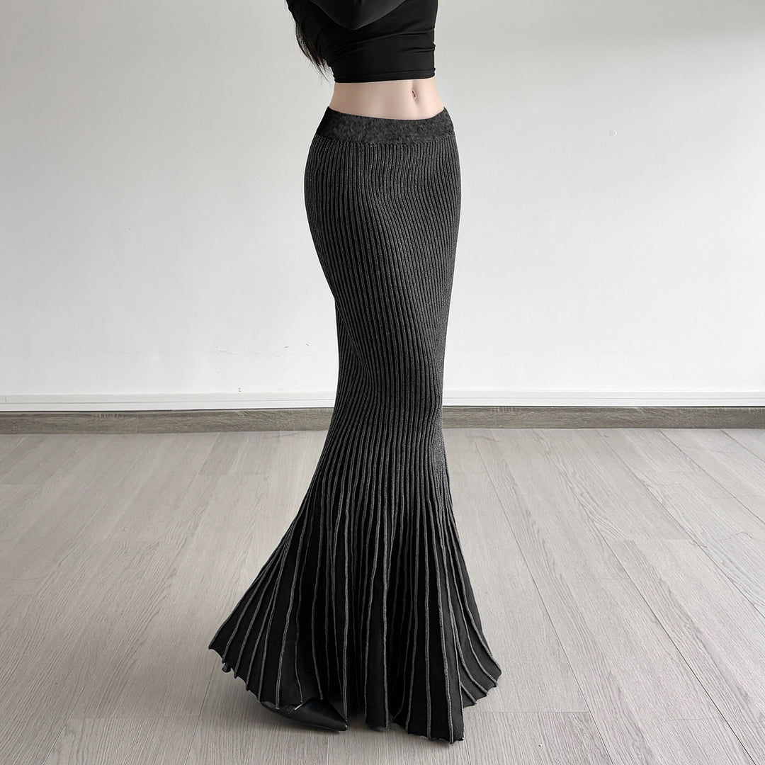 Damen Maxirock mit eleganter Rippenstruktur und modischem Glockenlauf Drune