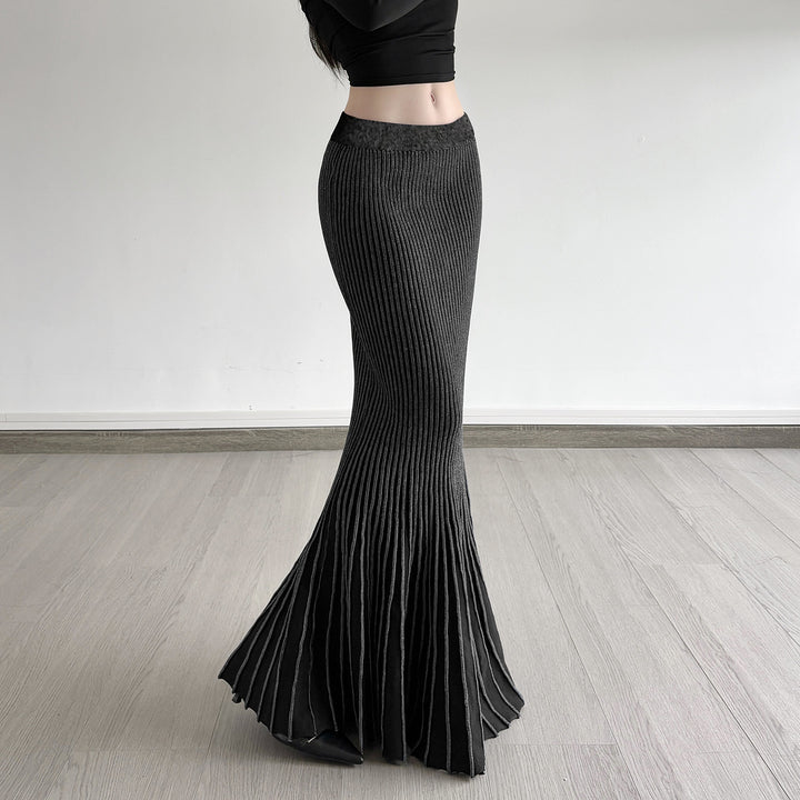 Damen Maxirock mit eleganter Rippenstruktur und modischem Glockenlauf Drune