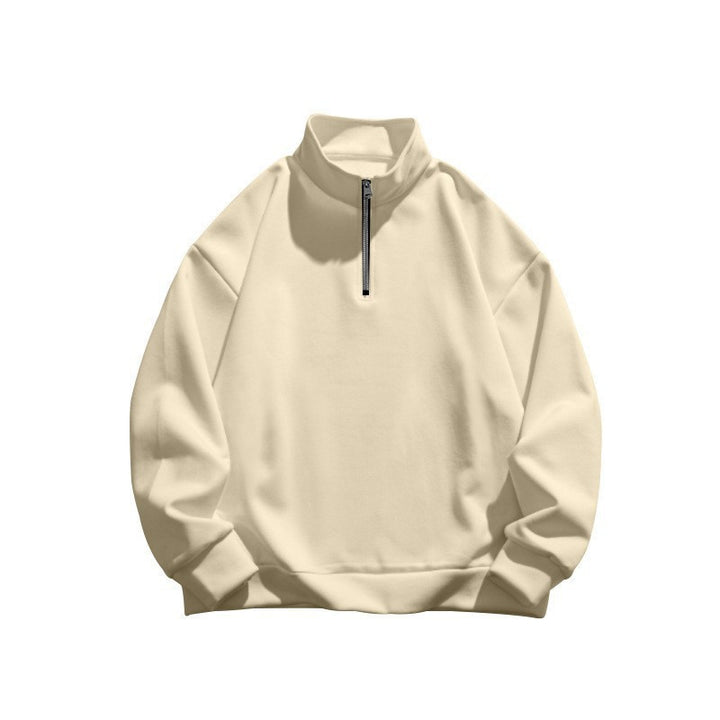 Unisex oversized Sweatshirt mit halbem Reißverschluss und Stehkragen aus weichem Baumwollmix Drune