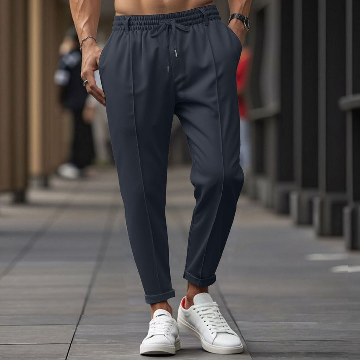 Drune | Herren Gerade Passform Elastischer Bund mit Kordelzug Weicher Baumwollmix