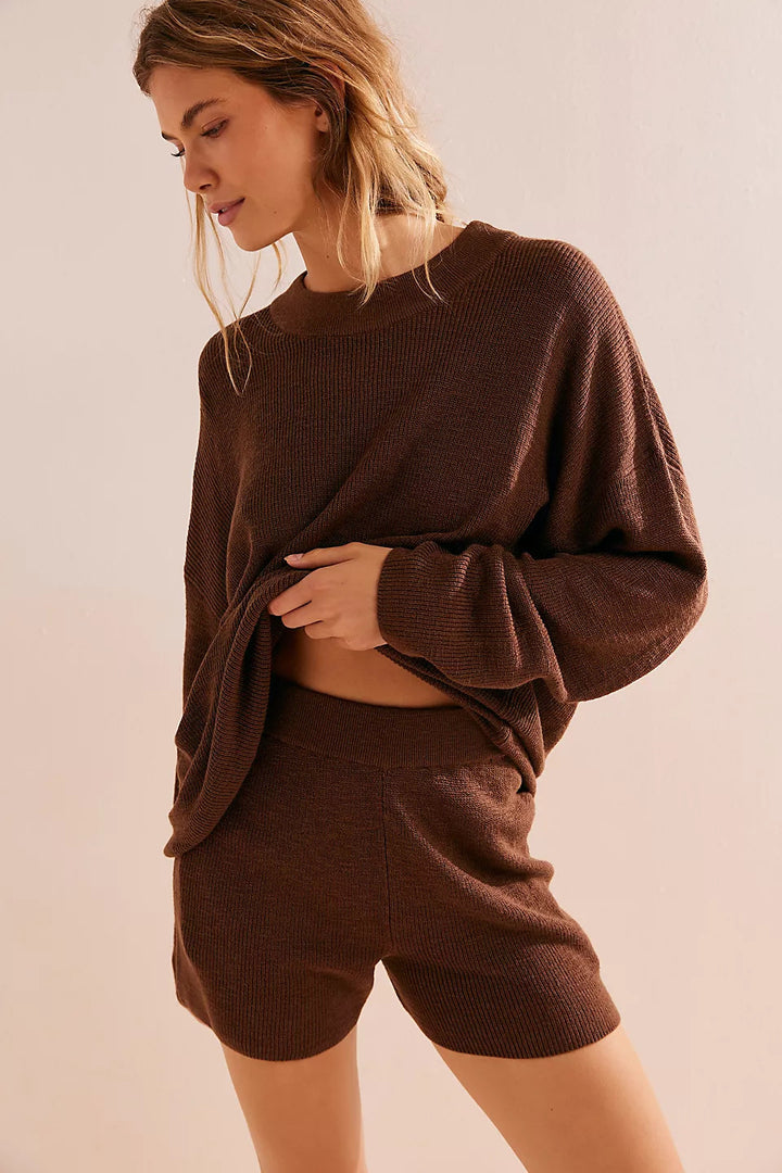 Damen modisches lässiges Strickkleid mit kragenähnlichem Oberteil Drune