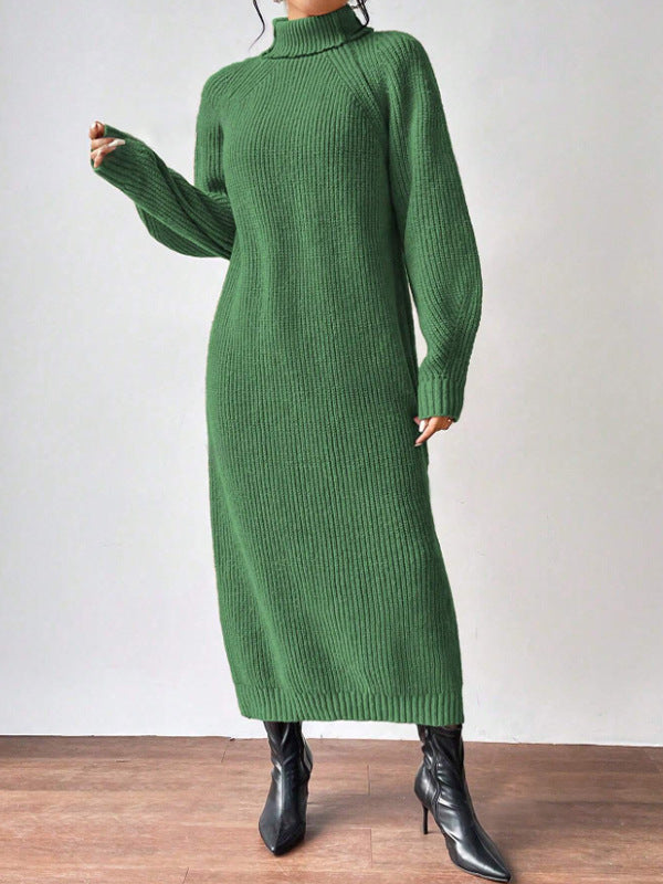 Damen modisches Strickkleid mit hochgeschlossenem Kragen und weitem Schnitt Drune