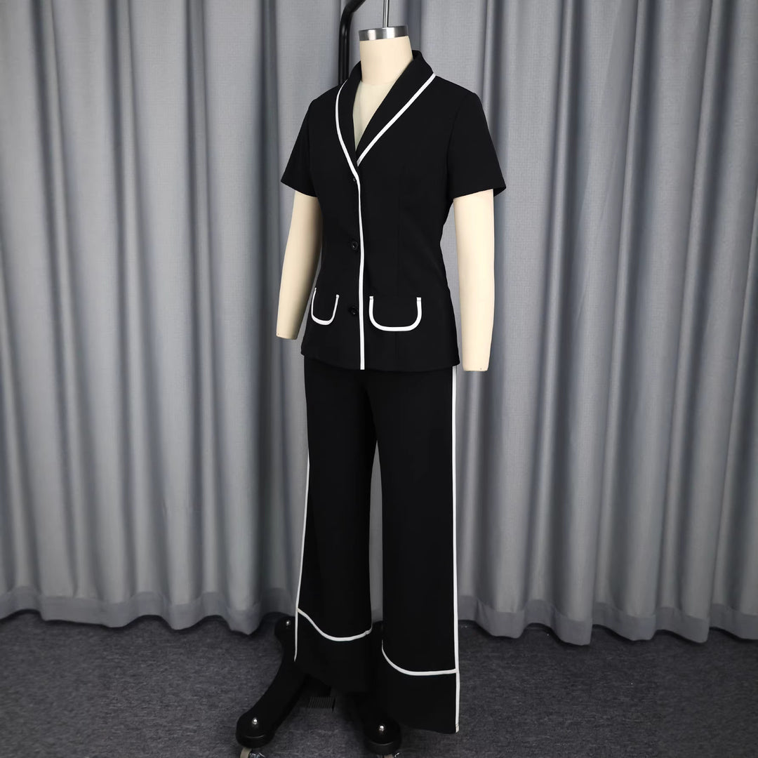 Damen Elegantes Blazer-Set mit kontrastierenden Akzenten Drune