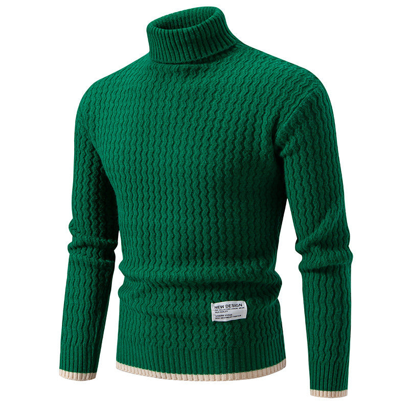 Herren Strickpullover mit hohem Kragen und strukturiertem Zopfmuster Drune