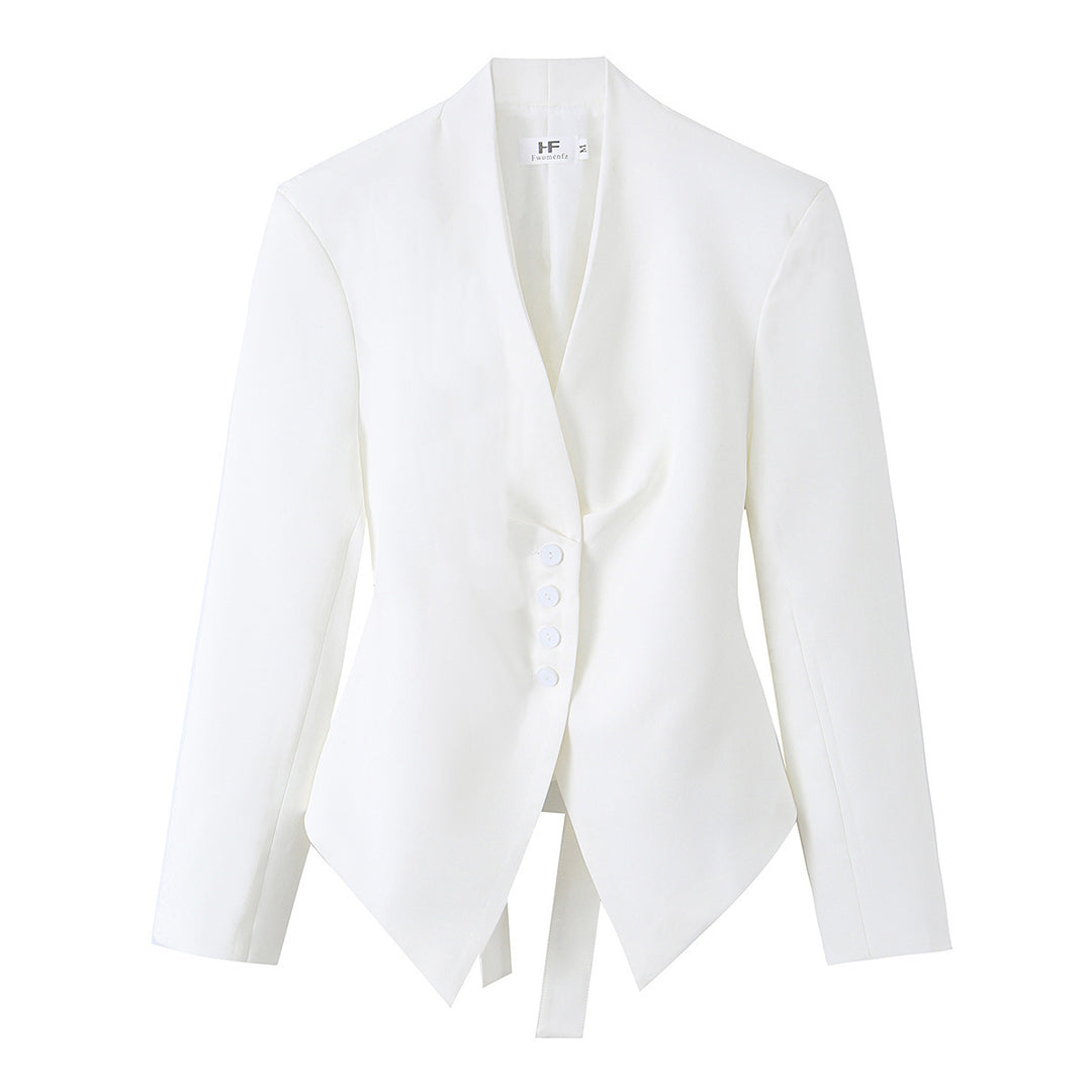 Damen nan taillierter Blazer mit asymmetrischem Saum und Wickeldetail Drune
