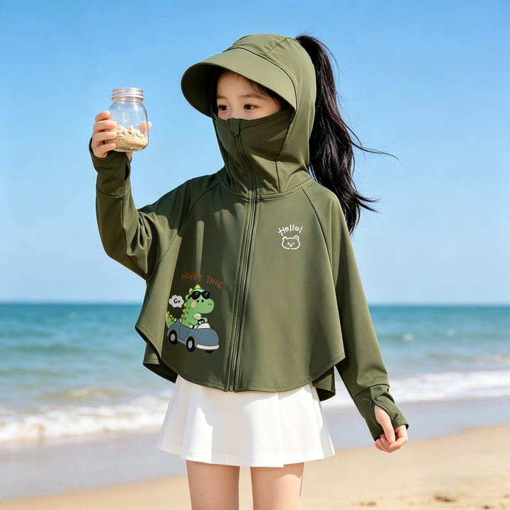Mädchen modische Kapuzenjacke mit leichtem UV-Schutz Drune