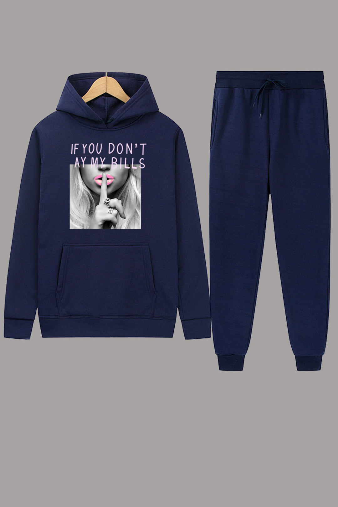 Damen Hoodie und Jogginghose Set mit provokantem Druckdesign Drune