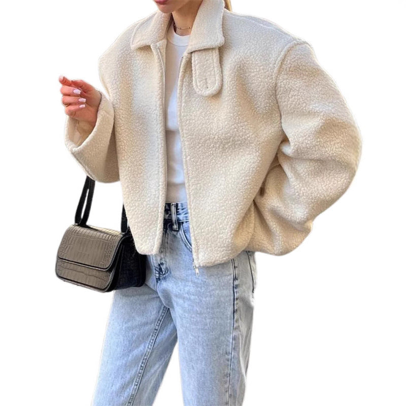 Damen Fluffy Übergangsjacke mit lässigem Schnitt und angewandtem Kragen Drune
