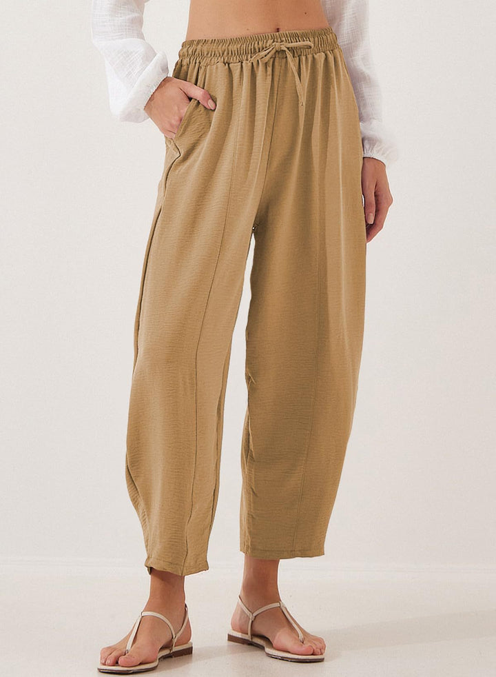 Damen lässige Freizeithose mit elastischem Bund und praktischen Seitentaschen Drune