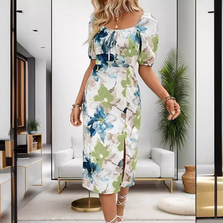 Drune | Gedrucktes Kurzarm-Midikleid