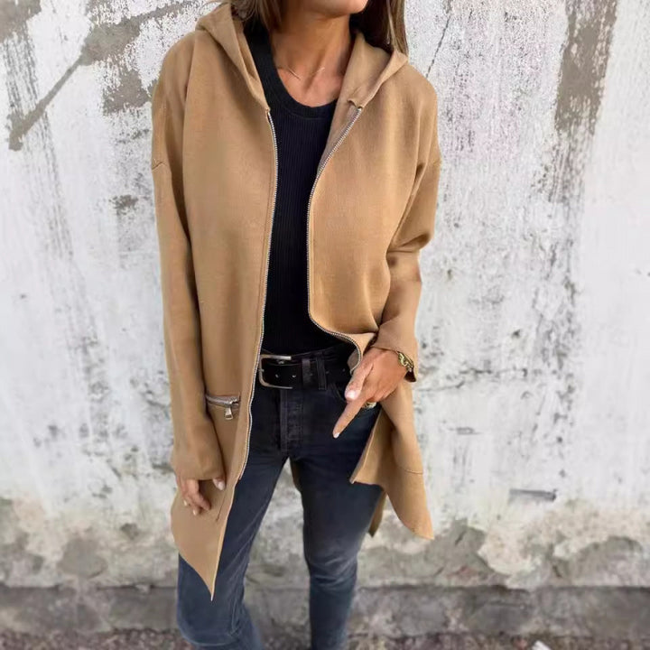 Damen eleganter Jacke mit Reißverschluss und Taschen Drune